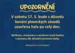 Plavecké závody uzavřou v sobotu 17. 5. halu